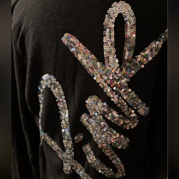 VS Med. Fashion show bling script black full zip up hoodie hooded sweatshirt htf - Picture 3 of 5